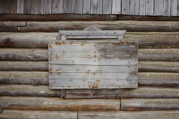 Una Ventana Tapiada Una Antigua Casa Pueblo Abandonada — Foto de Stock