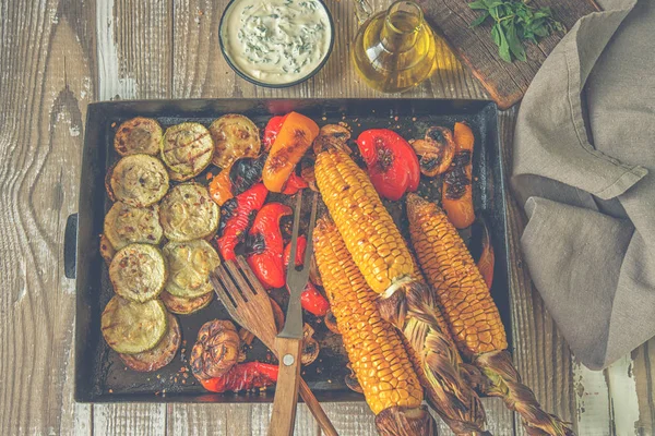 Vegan Dinner Snack Healthy Food Organic Bio Vegetables Homemade Food — Stock Photo, Image