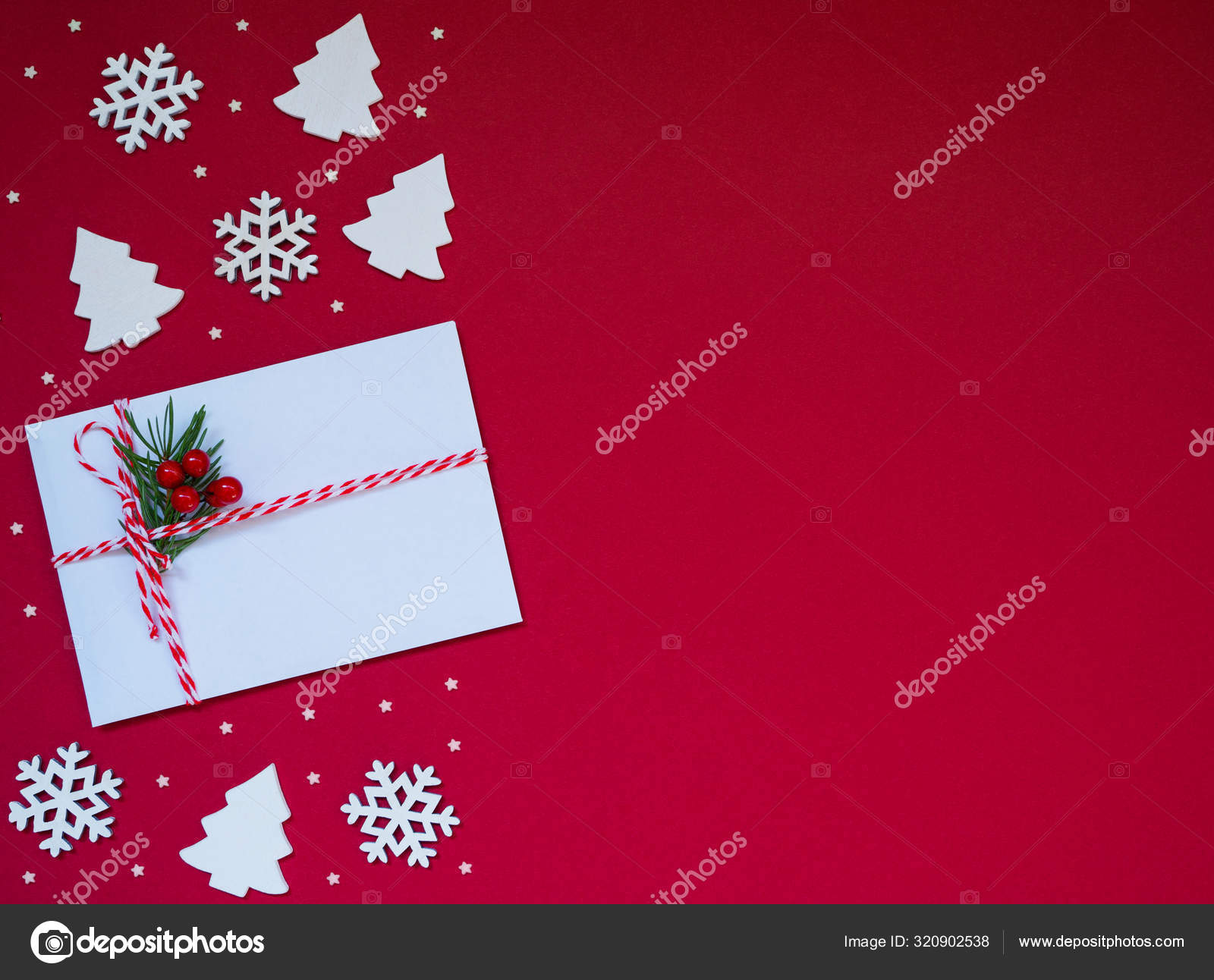 Christmas branches, cones, decorations on parchment paper. Holiday Christmas  background.Copy space for text or design Stock Photo