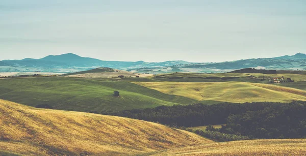 Widok Jesiennego Dnia Włoskim Krajobrazie Wiejskim Wyjątkowy Krajobraz Toskanii Zachodzie — Zdjęcie stockowe