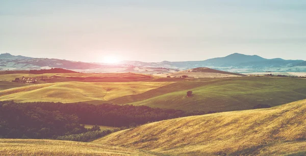 View Autumn Day Italian Rural Landscape Unique Sundown Tuscany Landscape — Stock Photo, Image