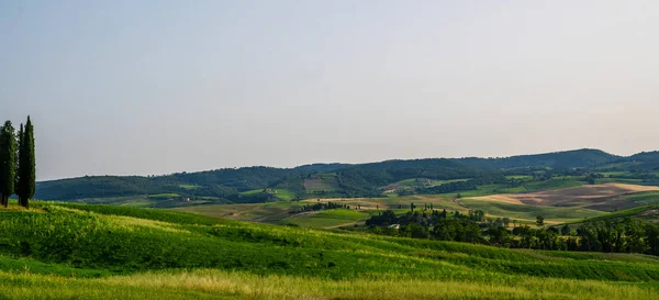 Hermoso Paisaje Toscana Italia Efecto Filtro Tono Vintage Con Ruido —  Fotos de Stock