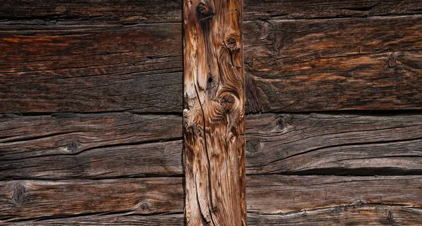 Zvětralá Stará Dřevěná Stodola Švýcarských Alpách Dřevěné Dřevěné Stěny Textury — Stock fotografie