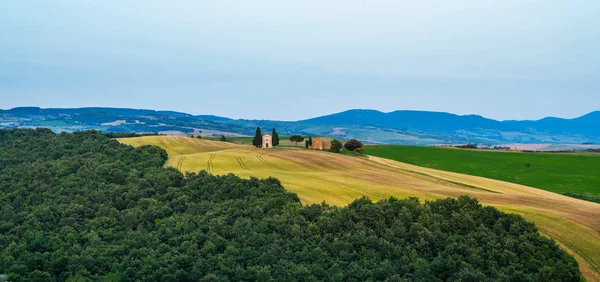 Vista Día Soleado Paisaje Rural Italiano Paisaje Único Toscana Verano —  Fotos de Stock