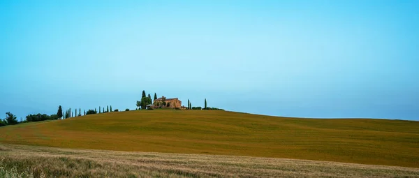 Zona Rurală Tradițională Peisajele Frumoase Din Toscana Câmpuri Culori Aurii — Fotografie, imagine de stoc