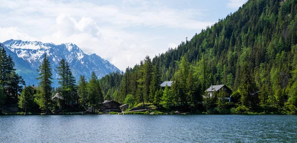 Vista Panorámica Del Pueblo Alpino Lago Por Interlaken Suiza Antiguo — Foto de Stock