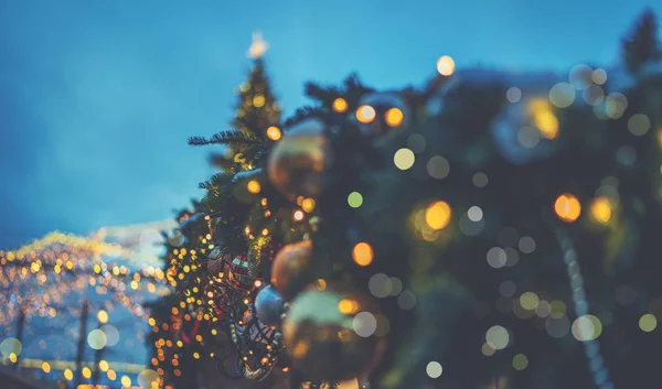 Karácsonyi Ragyogó Háttér Karácsonyi Fények Nyaralás Szilveszter Elvont Csillámpor Disocused — Stock Fotó