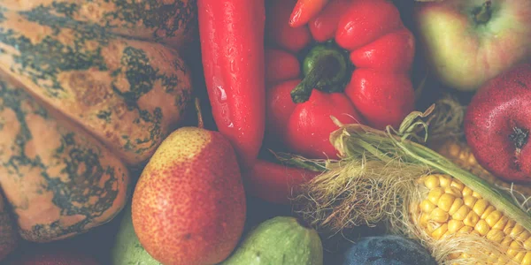 Surtido Frutas Verduras Frescas Selección Comida Sana Limpia Verduras Frutas — Foto de Stock