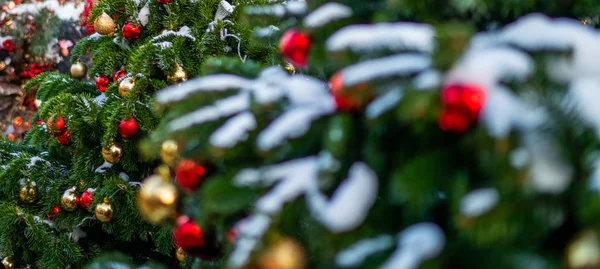 Karácsonyi Megvilágítás Belvárosban Homályos Háttér Városi Utca Karácsonyi Megvilágítás Üdülési — Stock Fotó