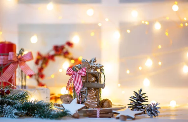 Natal Feriados Comer Mesa Conceito Para Jantar Festivo Decorações Natal — Fotografia de Stock