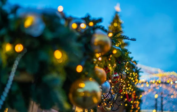 Karácsonyi Ragyogó Háttér Karácsonyi Fények Nyaralás Szilveszter Elvont Csillámpor Disocused — Stock Fotó