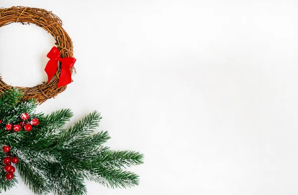 Natal Feriados Fundo Com Espaço Cópia Para Seu Texto Ramos — Fotografia de Stock