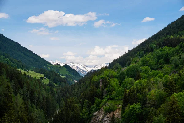 山へのパノラマビュー 雪が背景にアルプスの山々を覆った スイス ヨーロッパ — ストック写真