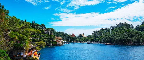 Ligurische Kust Bij Portofino Zonnige Zomerdag Ligurië Italië Spectaculair Zomerlandschap — Stockfoto