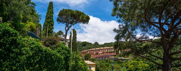 Vista Matutina Costa Liguria Del Mar Mediterráneo Villas Lujo Impresionante — Foto de Stock