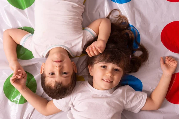 Cute Happy Siblings Hugging Cuddling Feeling Love Connection Smiling Kid — Stock Photo, Image