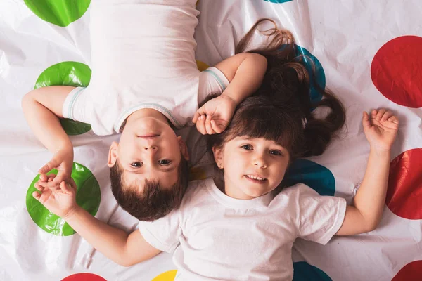 Two Caucasian Siblings Brother Sister Playing Home Brother Love Concept — Stock Photo, Image