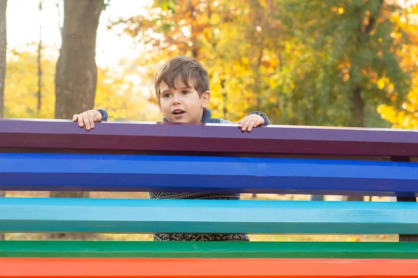 Porträt Eines Neugierigen Und Überraschten Kleinkindes Wow Gesicht Spielen Freien — Stockfoto