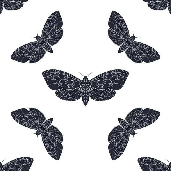 Hand drawn hawk moth vector seamless pattern — Stock Vector