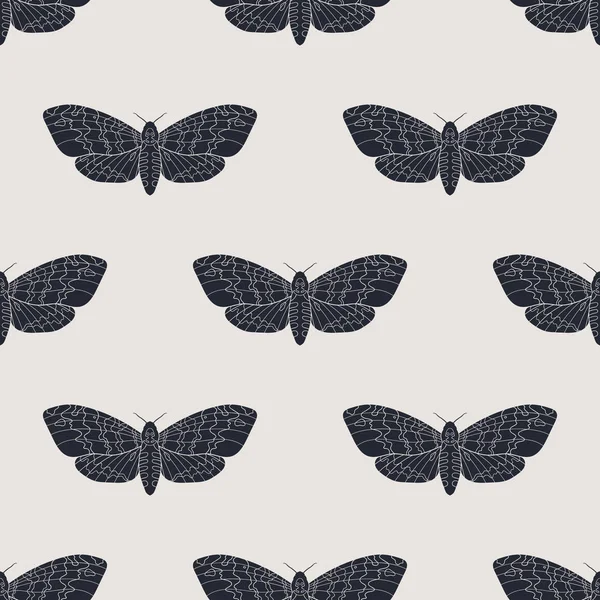 Hand drawn hawk moth vector seamless pattern — Stock Vector
