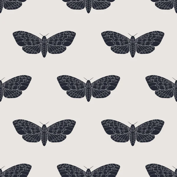 Ručně tažené hawk moth vektor bezešvé pattern — Stockový vektor