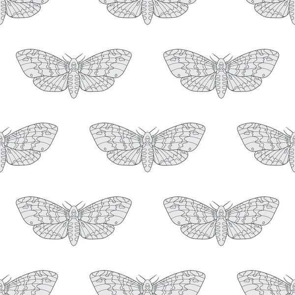 Hand drawn hawk moth vector seamless pattern — Stock Vector