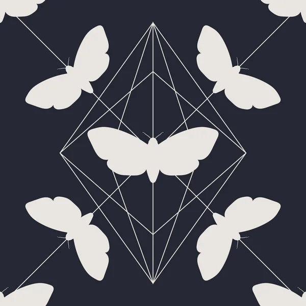 Hand dras hawk moth vektor sömlösa mönster — Stock vektor