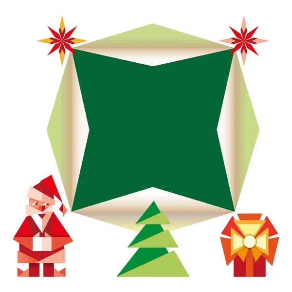 Origami christmas icons vector cartoon illustration — Stock Vector