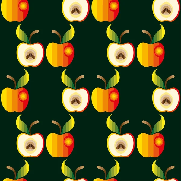 Apple background. illustration. Textile red and green apples pattern. — Stock Photo, Image