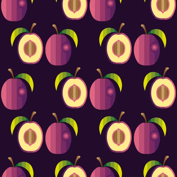 Des fruits frais. Modèle de prune . — Image vectorielle