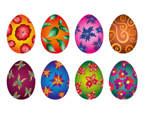 Ікони великодніх яєць плоский стиль . — стокове фото