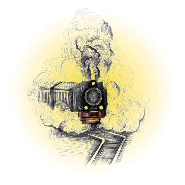 Retro tren, vintage vektör simgesi, amblem, etiket şablon