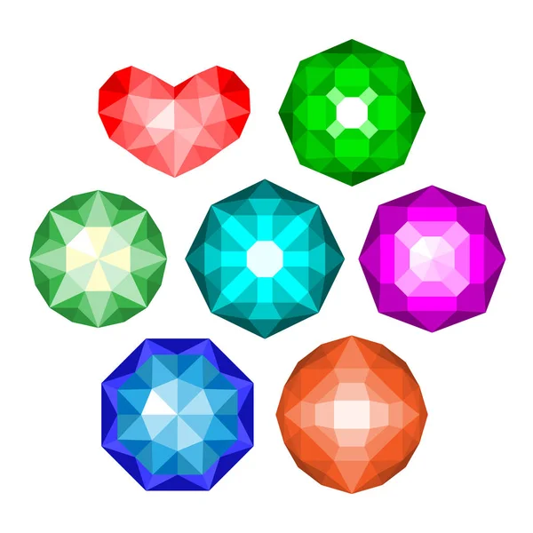 Set of multi-colored classic round brilliant cut gems. — Stock Photo, Image