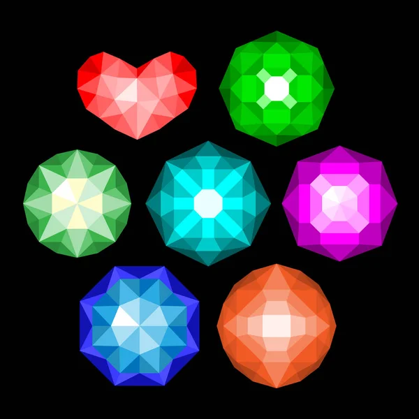 Conjunto de gemas de corte brillante redondas clásicas multicolores . — Archivo Imágenes Vectoriales