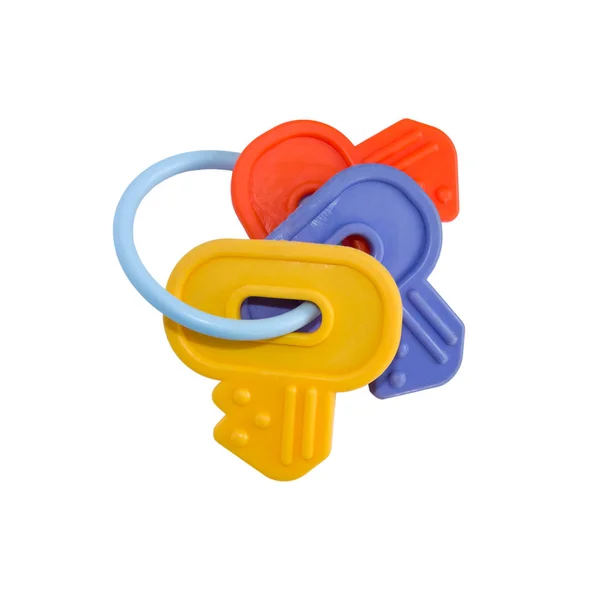 Chiavi giocattolo di plastica isolato — Foto Stock