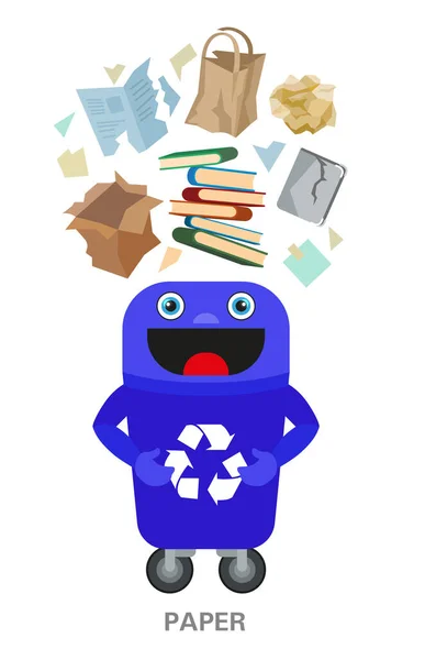 Waste sorting and recycling concept. Color ilustration.