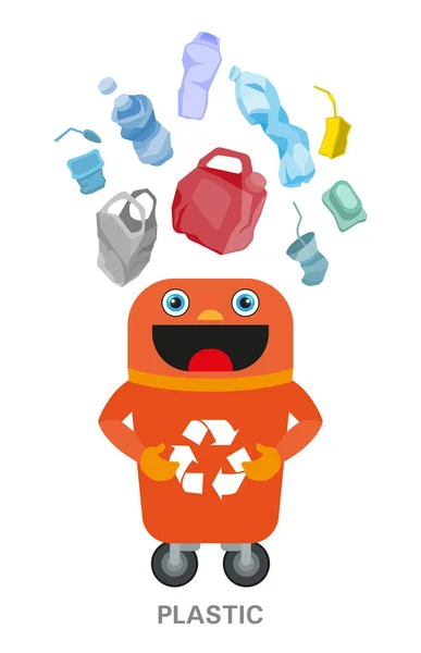 廃棄物の分別とリサイクルの概念。カラーイラスト. — ストック写真