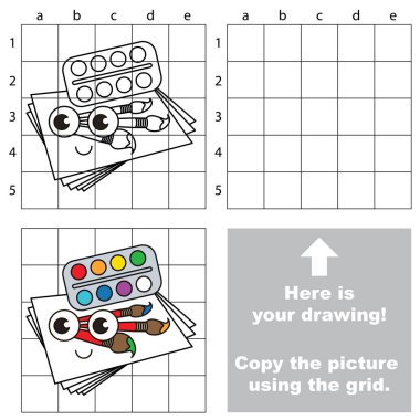 Kılavuz, basit eğitim çocuk oyunu kullanarak resim kopyalama.