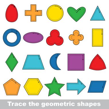 Vector trace educational game for preschool kids. clipart