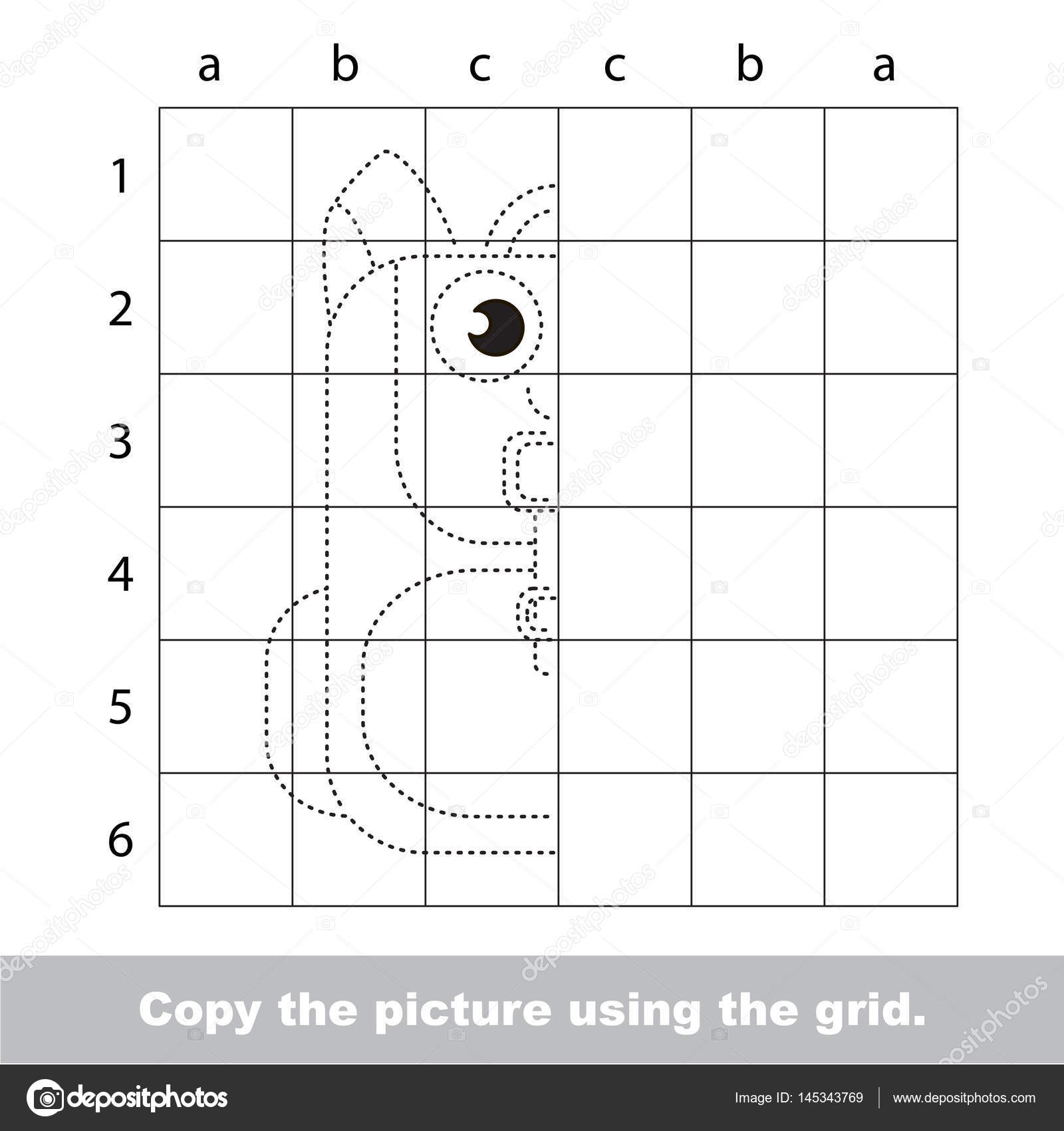 pletare il quadro di simmetria utilizzando griglia vende vector ragazzino gioco educativo per bambini in et  prescolare un esercitazione di disegno con