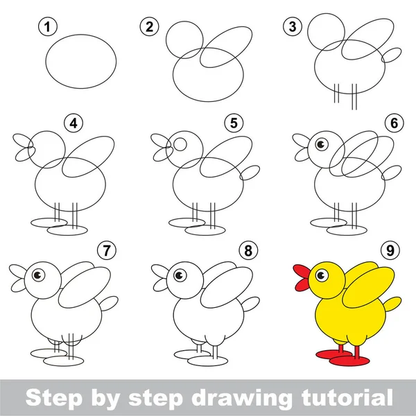 How To Draw A Cartoon Rooster, Step by Step, Drawing Guide, by