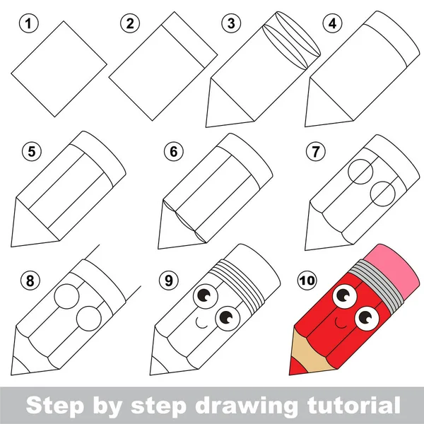 Drawing tutorial for preschool children. — Stock Vector