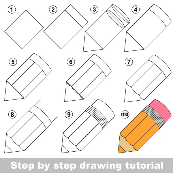 Tutorial de desenho para crianças pré-escolares . —  Vetores de Stock