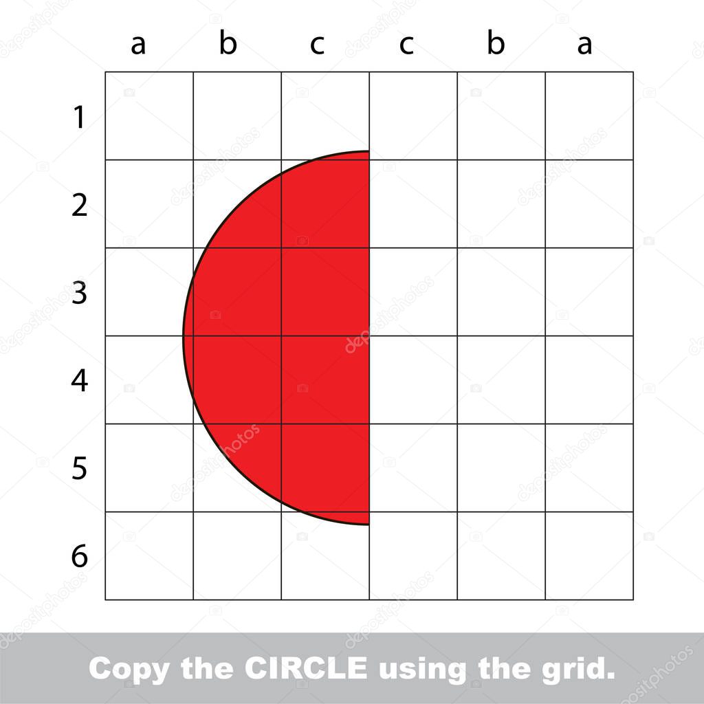 Educational kid game to finish the image using grid sells.