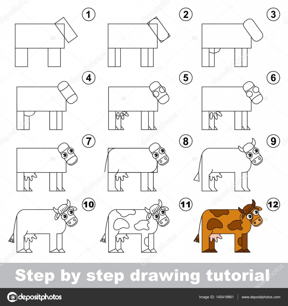 Desenho passo a passo. tutorial de desenho para crianças. nível