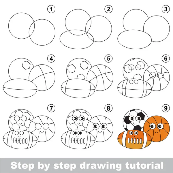 Simple jeu éducatif pour enfants. Tutoriel de dessin . — Image vectorielle