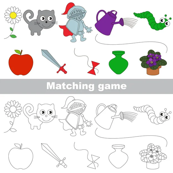 Kid hry najít odpovídající dvojice objektů. — Stockový vektor