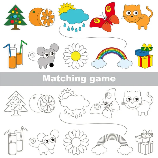 オブジェクトの関連するペアを見つけるために子供ゲーム. — ストックベクタ