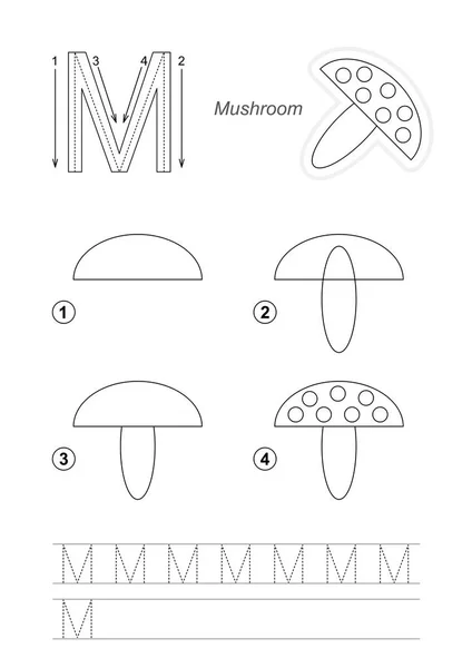 Tutoriel de dessin pour lettre . — Image vectorielle