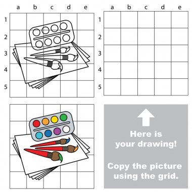 Kılavuz, basit eğitim çocuk oyunu kullanarak resim kopyalama.